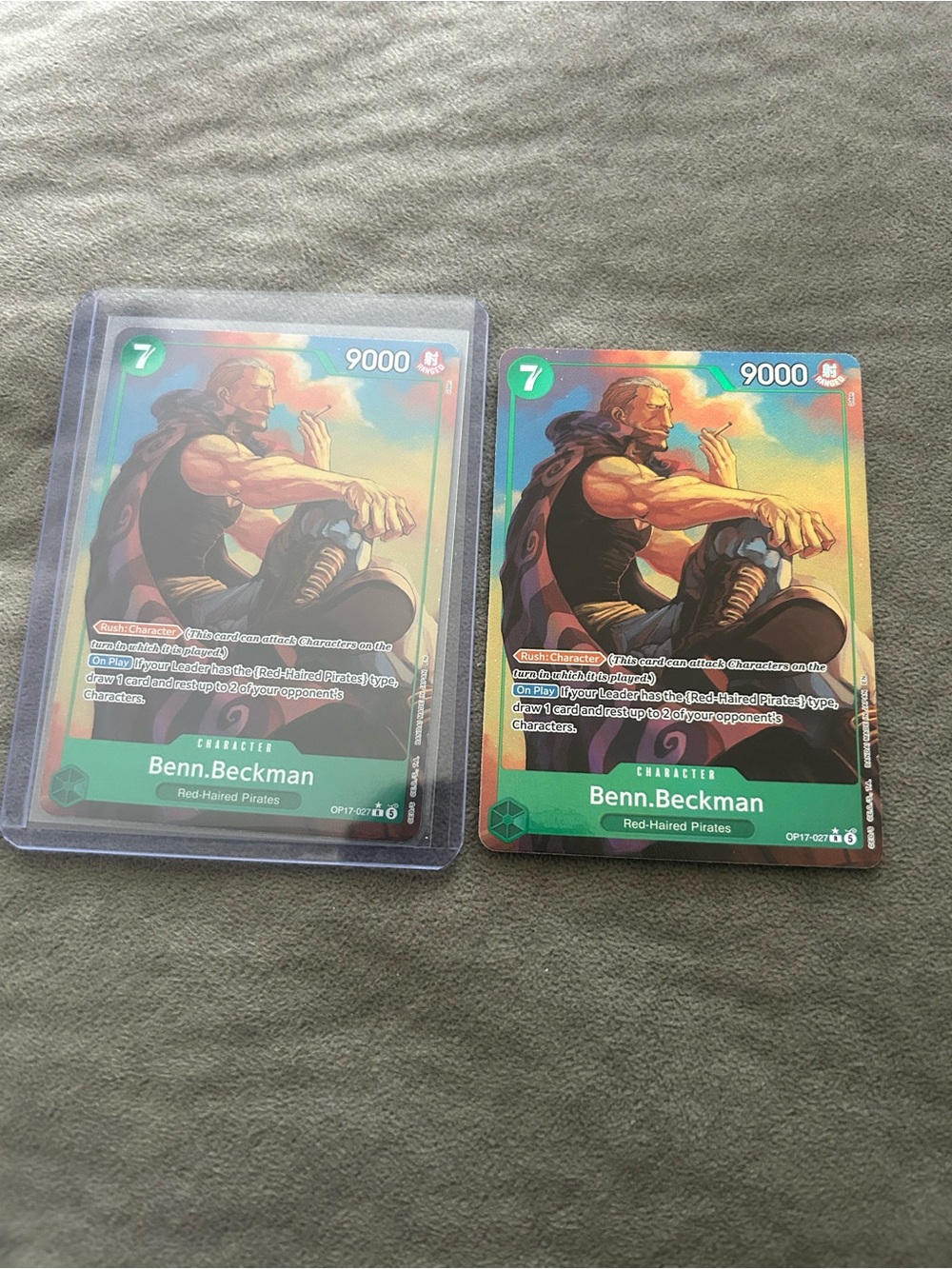 Onepiece Benn.Beckman Holographic Green & Gold Trading Card
